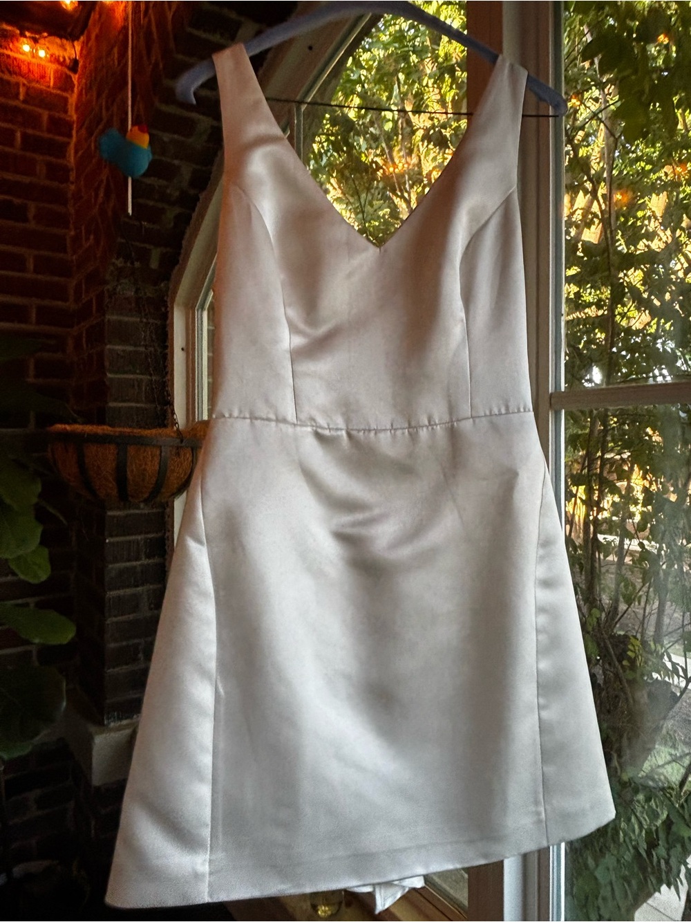 Lulu's White Satin V-Neck Mini Dress